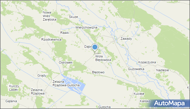 mapa Wola Błędowska, Wola Błędowska gmina Baranowo na mapie Targeo